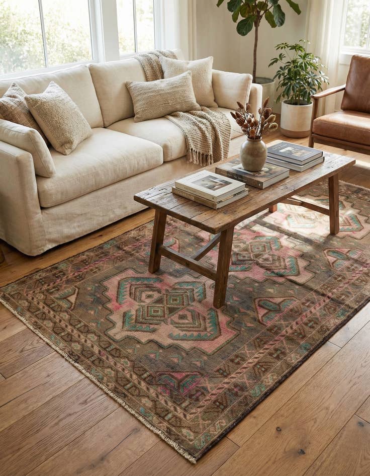 Detail image of 3' 4 x 6' 9  Hand Knotted Ultra Vintage Persian Wool Runner Rug