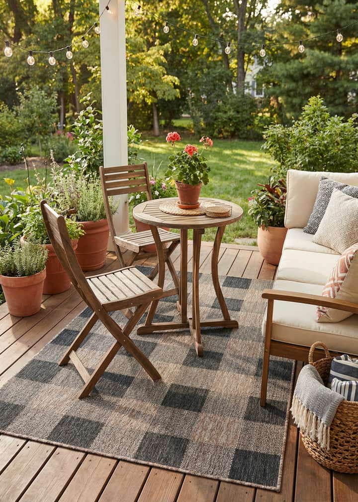 4' x 6' Easy-Clean Checkered Indoor / Outdoor Rug