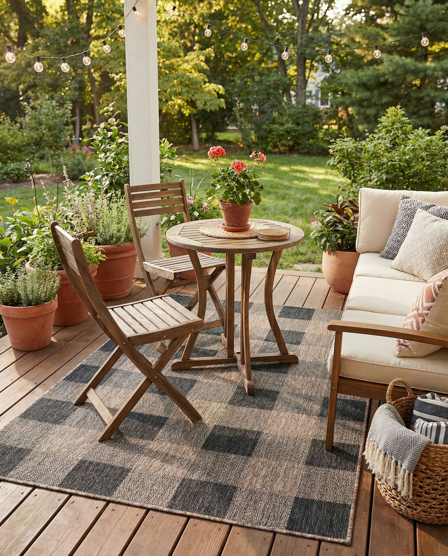4' x 6' Easy-Clean Checkered Indoor / Outdoor Rug