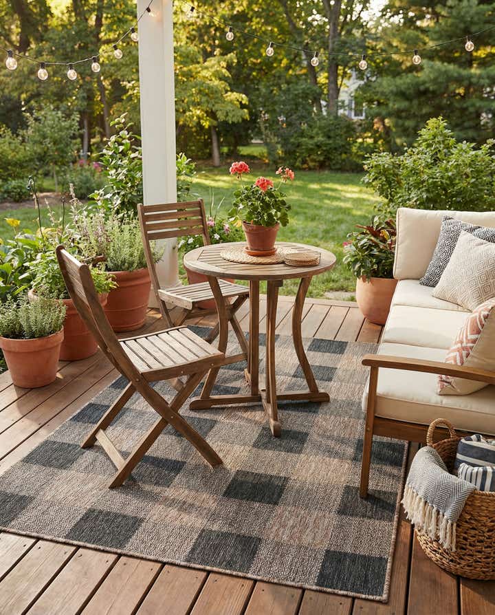 4' x 6' Easy-Clean Checkered Indoor / Outdoor Rug
