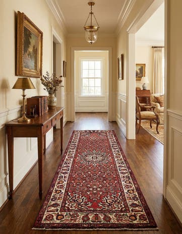 4' x 9' 6 Hand Knotted Hossainabad Persian Wool Runner Rug
