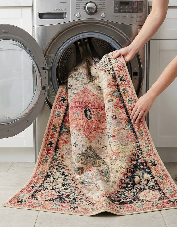 Detail image of 5' x 8'  Washable Traditional Indoor / Outdoor Rug