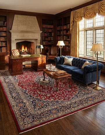 10' x 13' Hand Knotted Mashad Persian Wool Rug