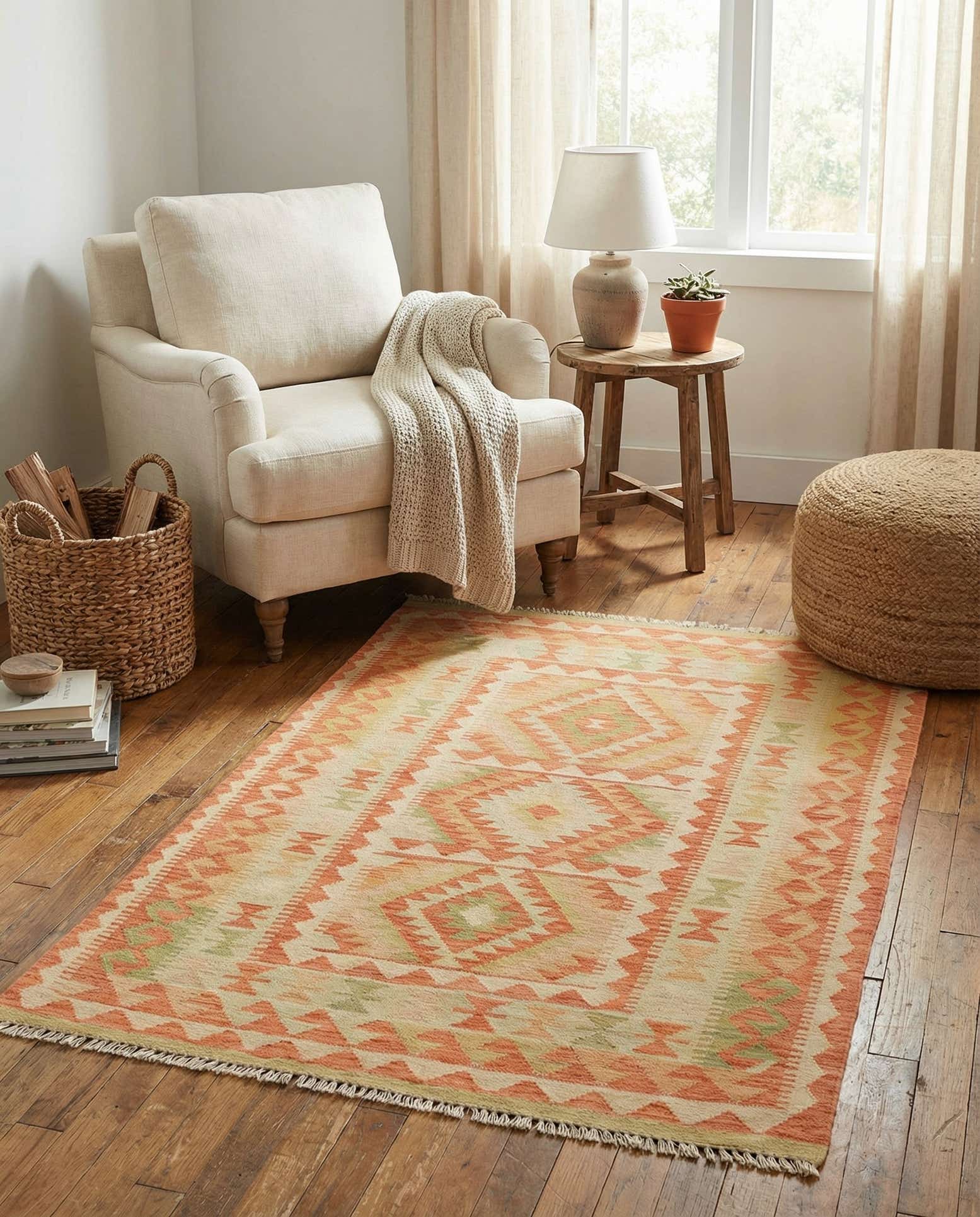 3' 2 x 5' Hand Woven Kilim Waziri Wool Rug