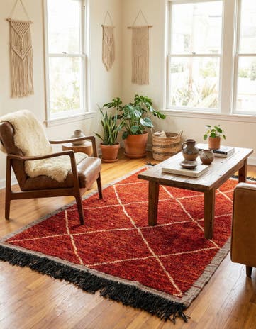 4' 2 x 6' 5 Hand Knotted Moroccan Wool Rug