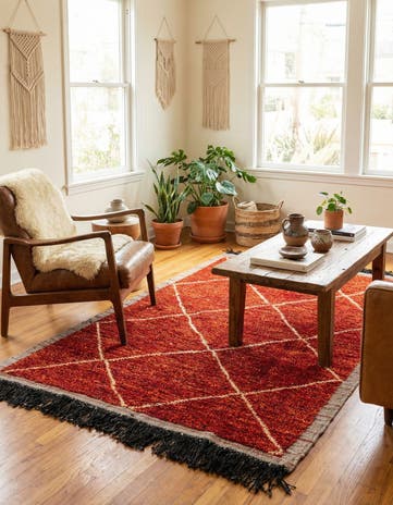 4' 2 x 6' 5 Hand Knotted Moroccan Wool Rug