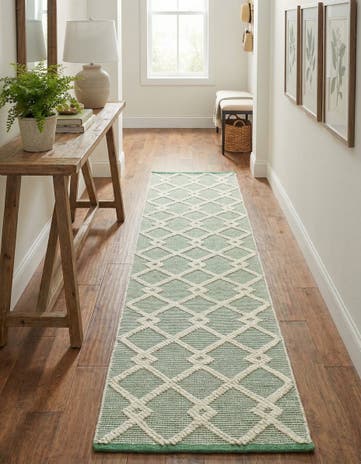 Mint Green Hand Knotted Jill Zarin Dorset Runner Rug