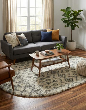5' 3 x 8' Moroccan Trellis Shag Oval Rug