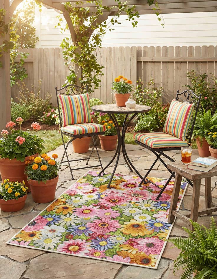 Detail image of 2' x 3'  Washable Botanical Indoor / Outdoor Rug