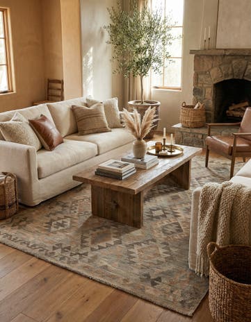 5' 7 x 8' 2 Hand Woven Kilim Maymana Wool Rug
