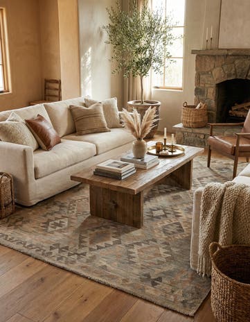 5' 7 x 8' 2 Hand Woven Kilim Maymana Wool Rug