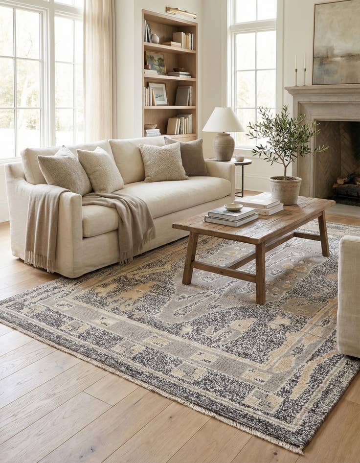 Detail image of 5' 1 x 8'  Hand Knotted Oushak Wool Rug