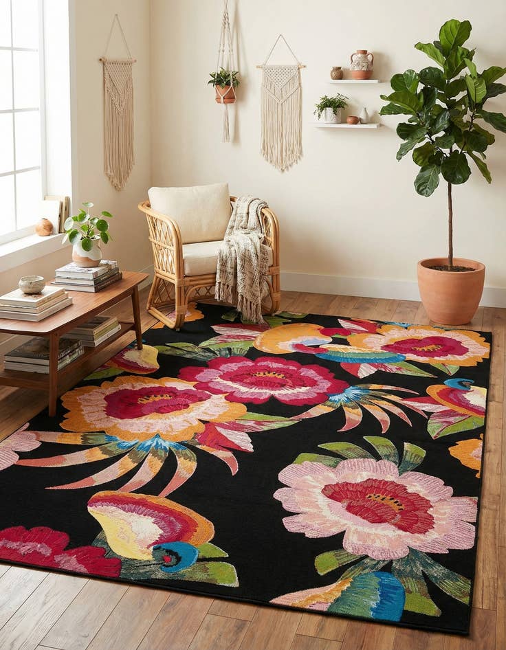 Detail image of  7' x 10'  Washable Botanical Indoor / Outdoor Rug