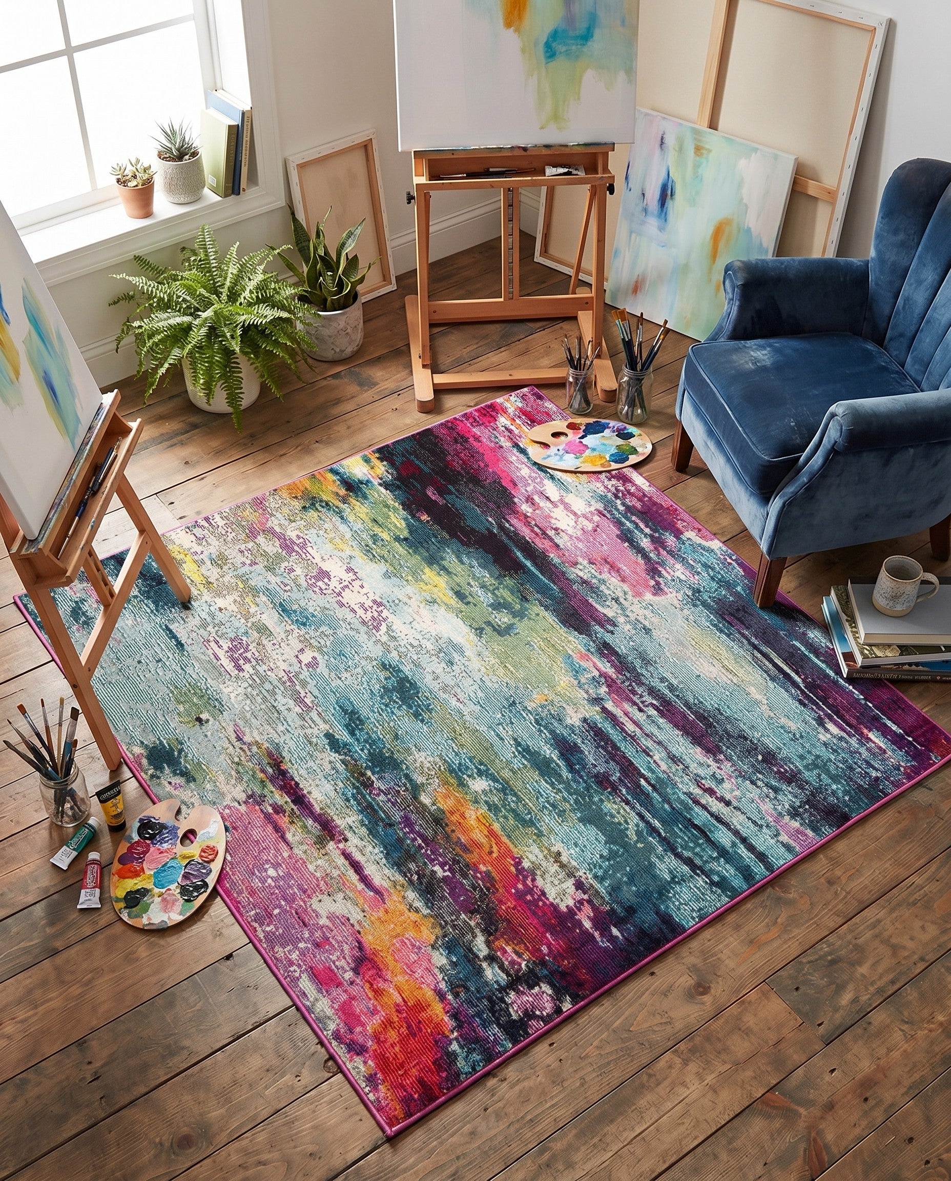 Washable Spectrum Square Rug