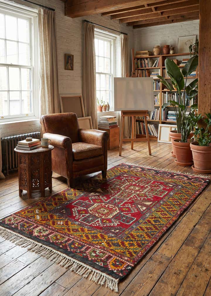4' 2 x 6' 10 Hand Knotted Anatolian Wool Rug