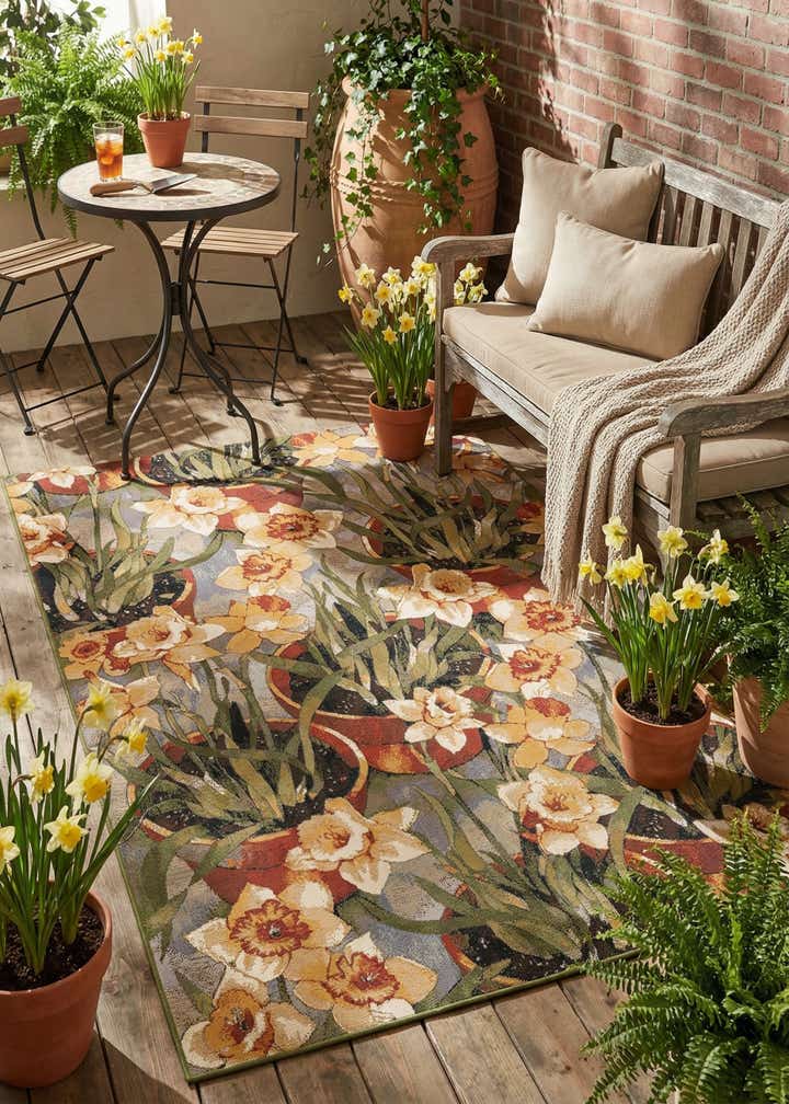 6' x 9' Easy-Clean Botanical Indoor / Outdoor Rug
