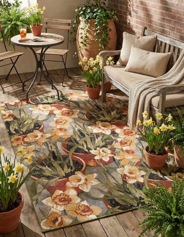 6' x 9' Easy-Clean Botanical Indoor / Outdoor Rug