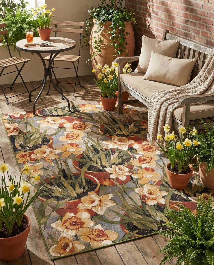 Detail image of 6' x 9' Easy-Clean Botanical Indoor / Outdoor Rug