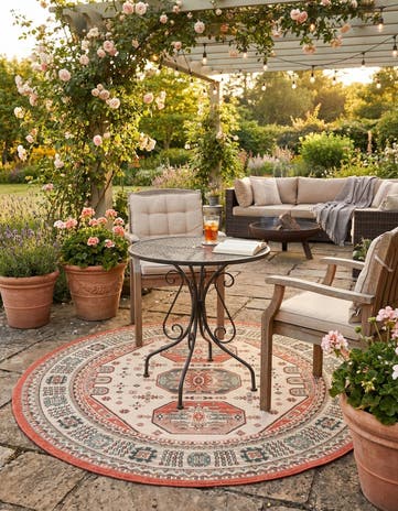6' x 6' Easy-Clean Traditional Indoor / Outdoor Round Rug