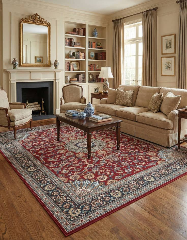 Detail image of  7' 10 x 10'  Washable Traditional Indoor / Outdoor Rug