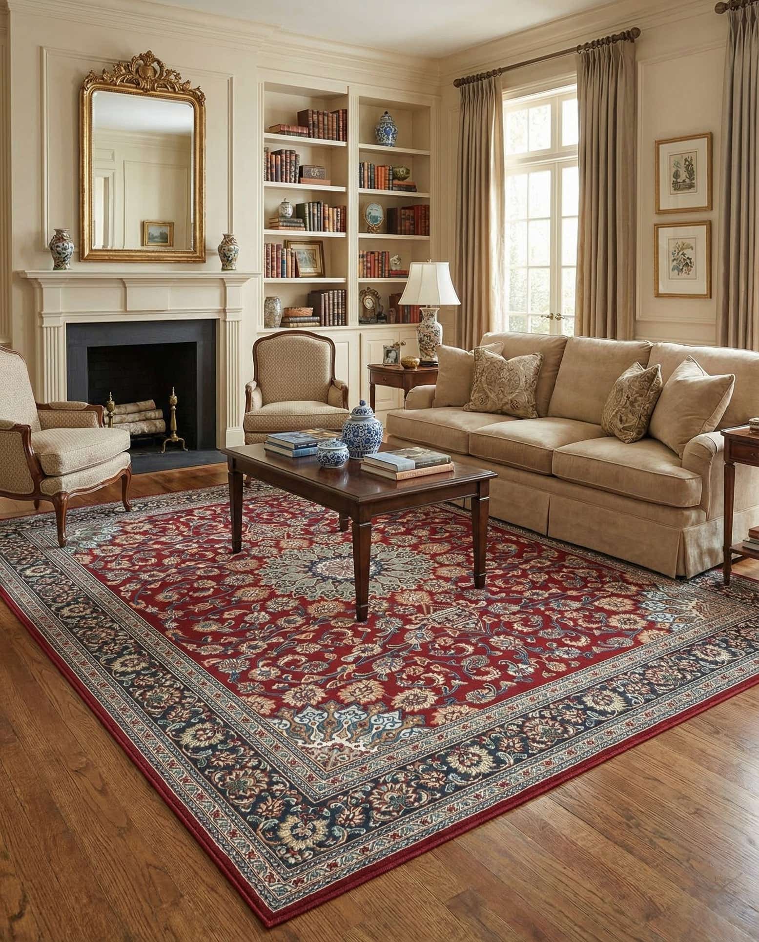 7' 10 x 10' Easy-Clean Traditional Indoor / Outdoor Rug