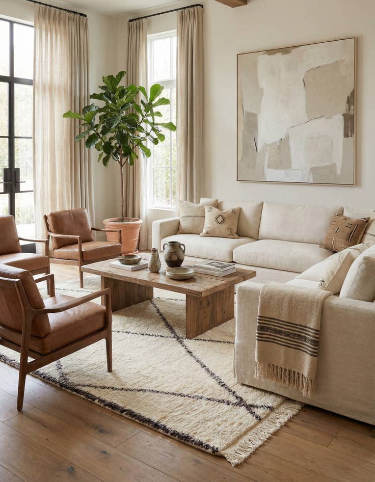 Detail image of 6' 5 x 10'  Hand Knotted Moroccan Wool Rug