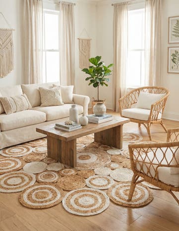 6' 1 x 6' 1 Handmade Braided Jute Round Rug