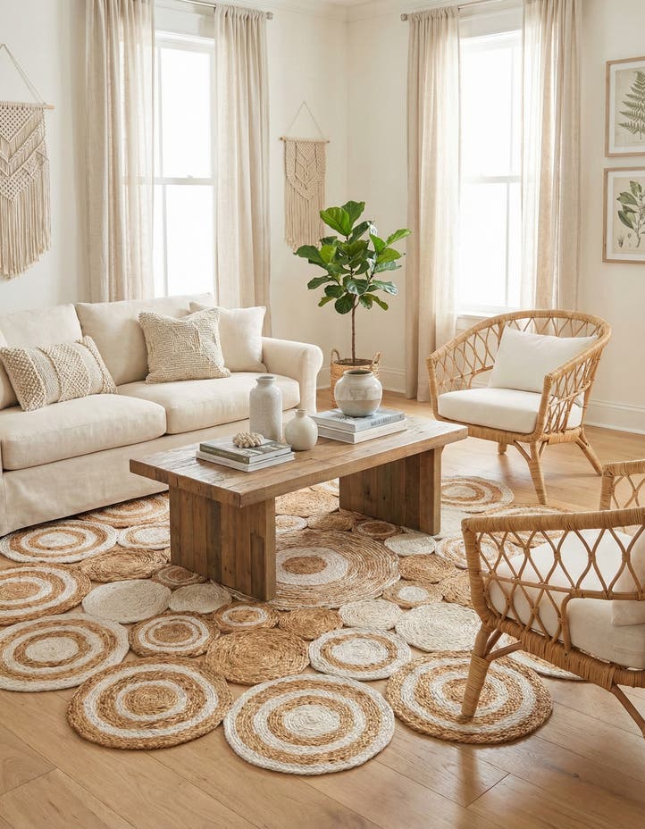 6' 1 x 6' 1 Handmade Braided Jute Round Rug