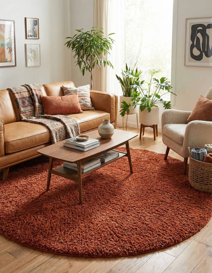 Detail image of 6' x 6' Solid Shag Round Rug