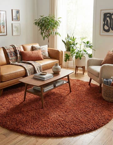 6' x 6' Solid Shag Round Rug
