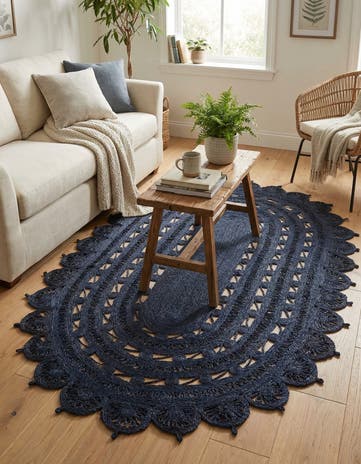 5' 1 x 8' Handmade Braided Jute Oval Rug