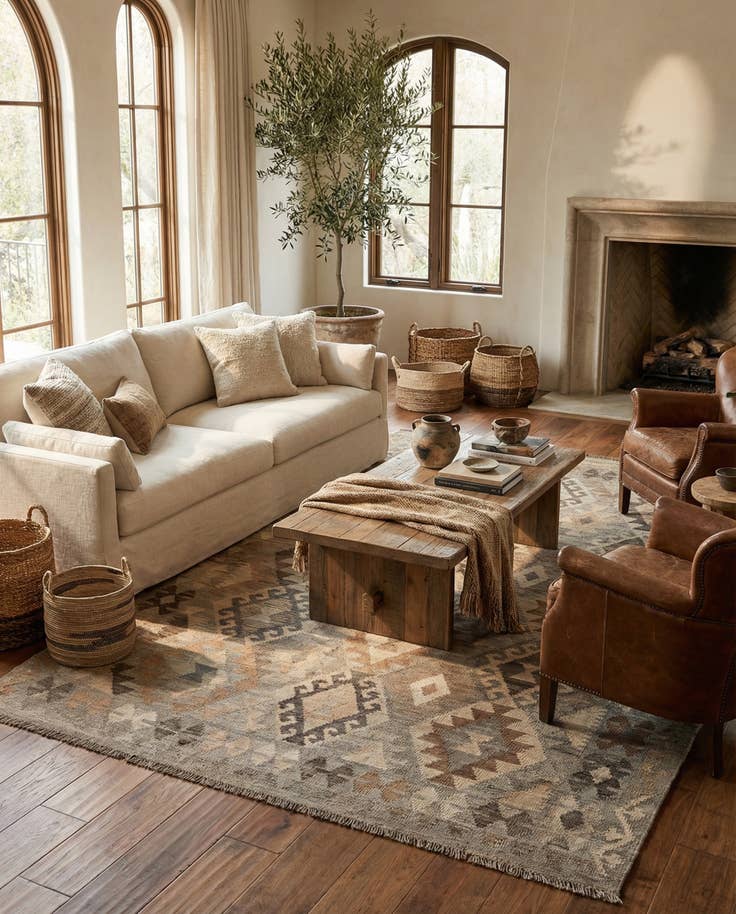 Detail image of 5' 11 x 7' 10 Hand Woven Kilim Maymana Wool Rug