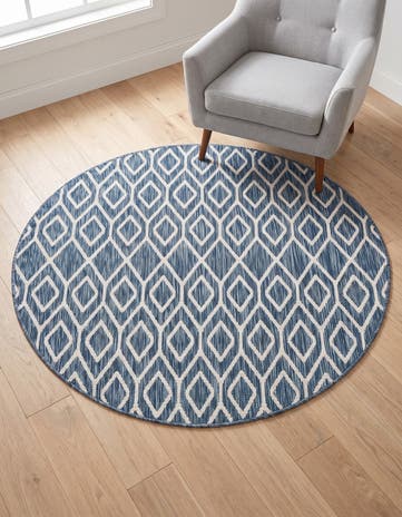 4' x 4' Easy-Clean Jill Zarin Turks and Caicos Indoor / Outdoor Round Rug