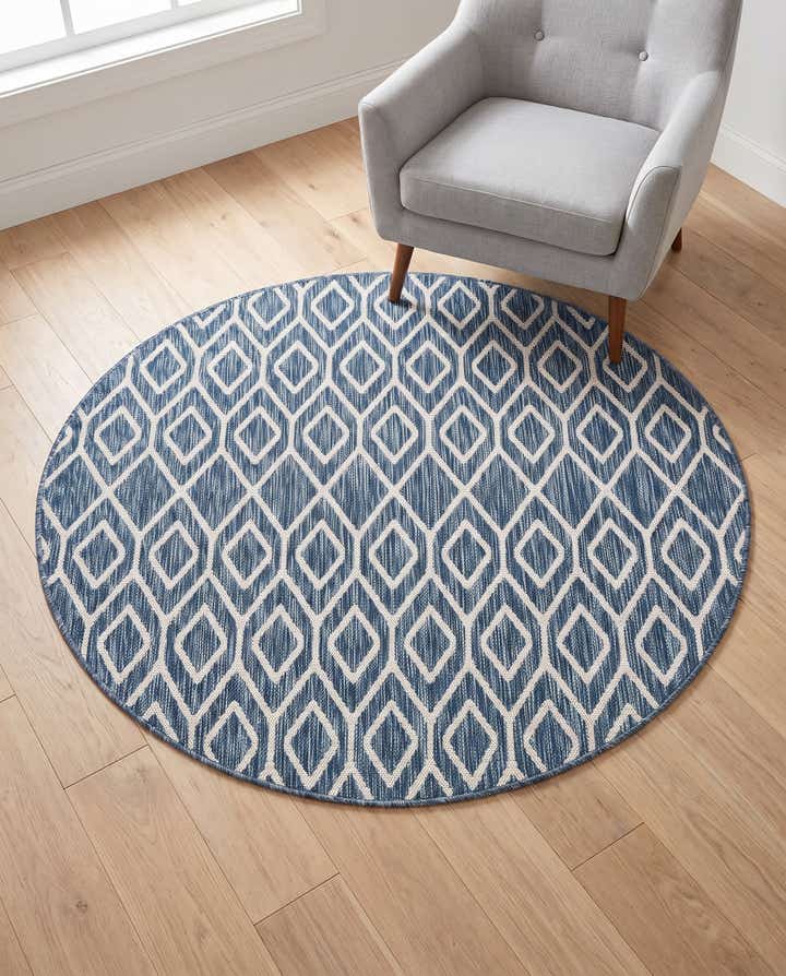 4' x 4' Easy-Clean Jill Zarin Turks and Caicos Indoor / Outdoor Round Rug