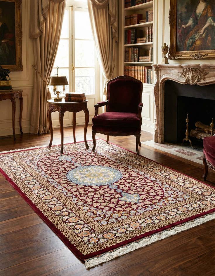 Detail image of 2' 7 x 4' 2 Ghom Silk Rug