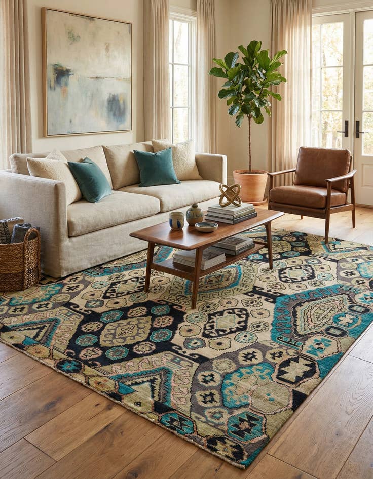 Detail image of  8' x 9' 10  Hand Knotted Darya Rug