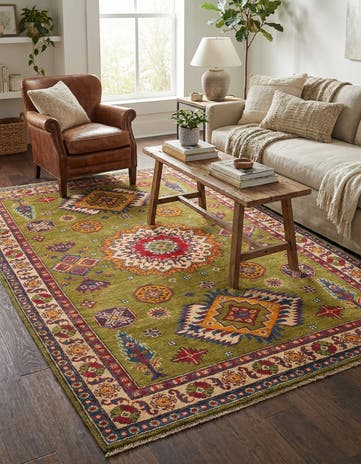 4' x 6' 2 Hand Knotted Kazak Rug