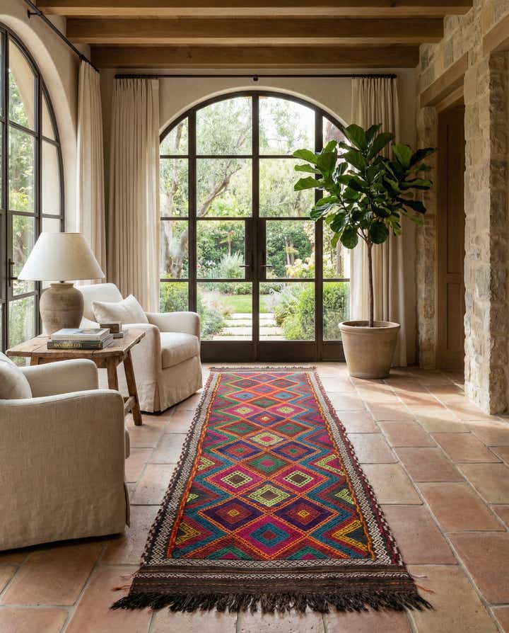 2' 1 x 8' 4 Hand Knotted Kilim Fars Persian Wool Runner Rug