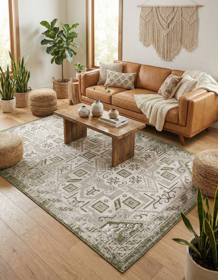 Detail image of  6' x 9'  Washable Aztec Indoor / Outdoor Rug