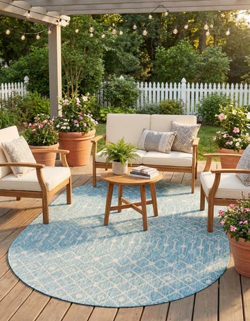 5' 3 x 8' Easy-Clean Lattice Indoor / Outdoor Oval Rug