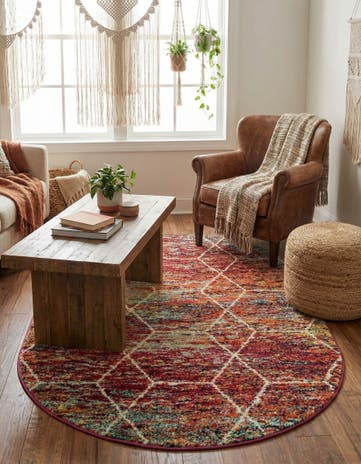 Lattice Frieze Oval Rug