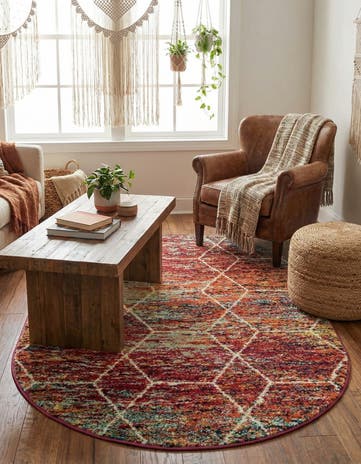 Lattice Frieze Oval Rug