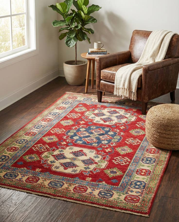 Detail image of 4' x 6' Hand Knotted Kazak Rug