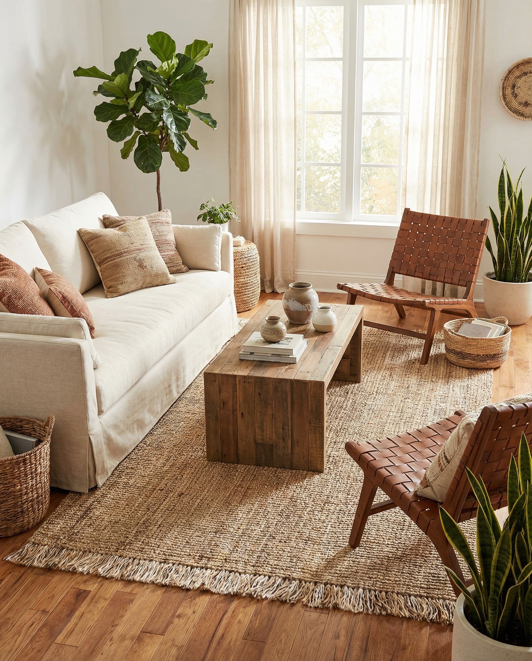 5' 1 x 8' Hand Woven Chunky Jute Rug
