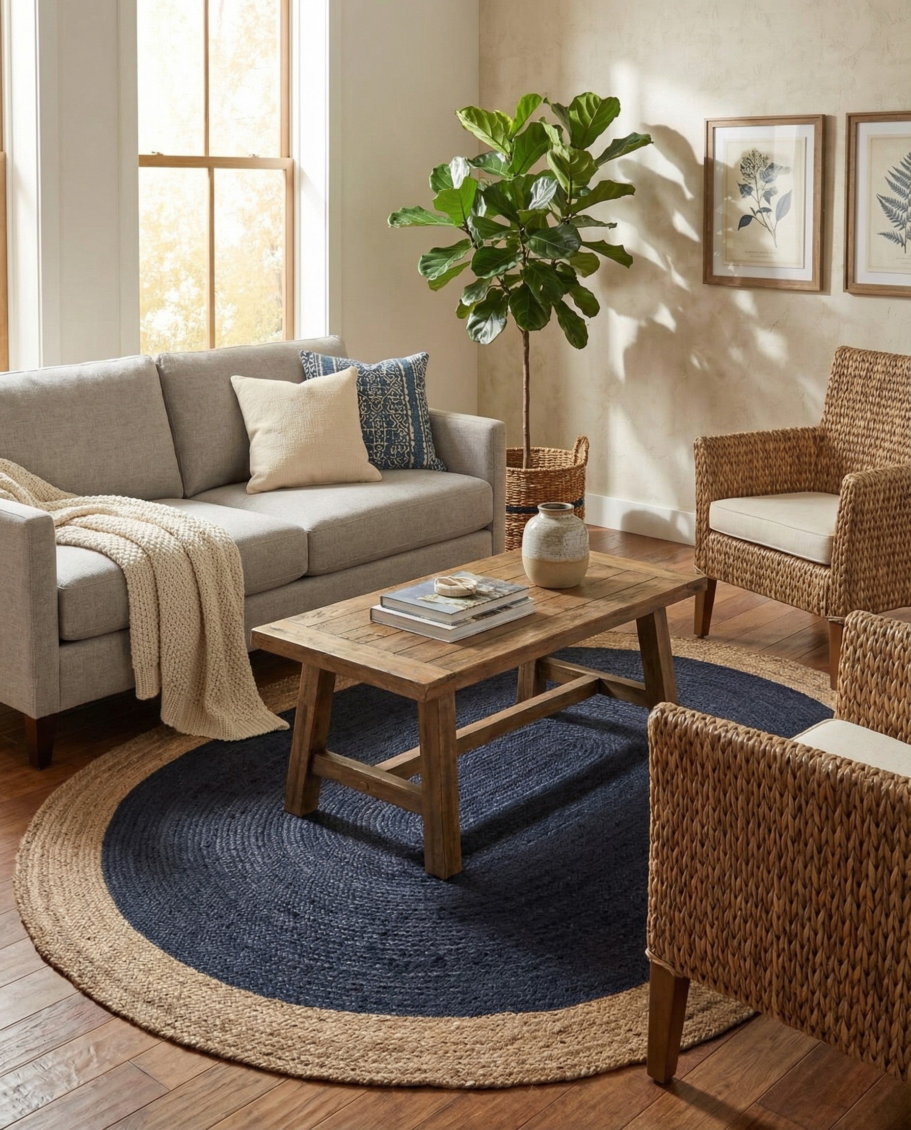  8' x 10'  Hand Braided Jute Oval Rug