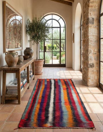 5' x 10' 7 Hand Woven Kilim Fars Wool Runner Rug