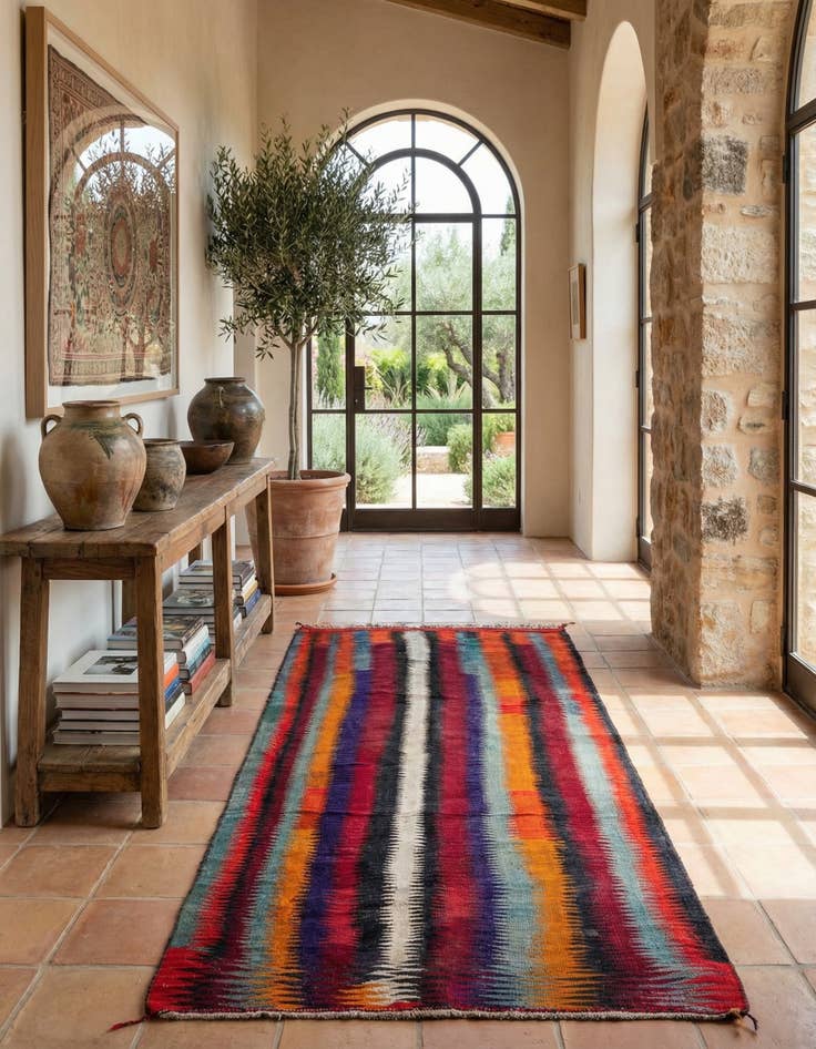 Detail image of 5' x 10' 7  Hand Woven Kilim Fars Wool Runner Rug