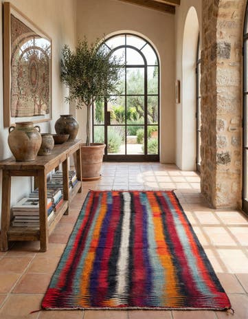5' x 10' 7 Hand Woven Kilim Fars Wool Runner Rug