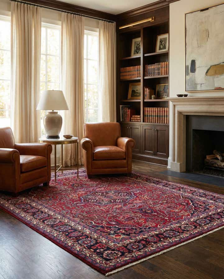 6' 10 x 9' 7 Sarough Wool Rug