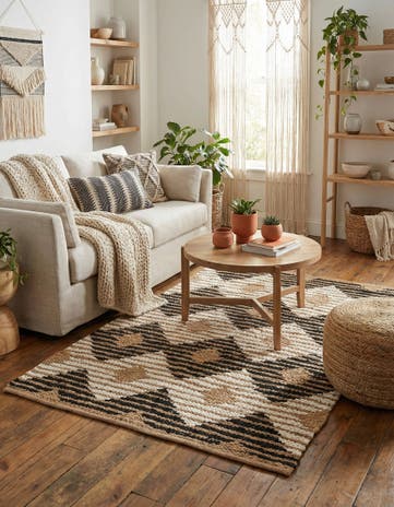 4' 1 x 6' 1 Hand Woven Chindi Jute Rug